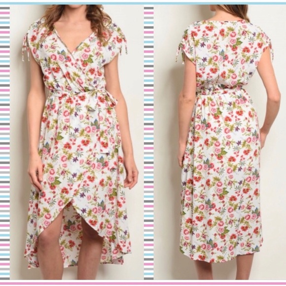 V-NECK HI-LOW FLORAL DRESS - Picture 3 of 3